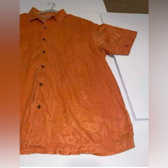 Tommy Bahama mens 100% silk orange button up shirt Hawaiian Size 2XL - Picture 3 of 11